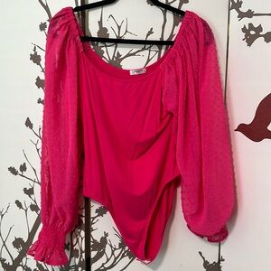 Zeagoo Women's Square Neck Puff Long Sleeve Bodysuit